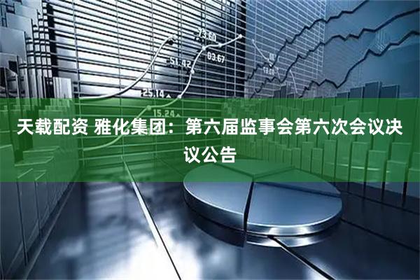 天载配资 雅化集团：第六届监事会第六次会议决议公告