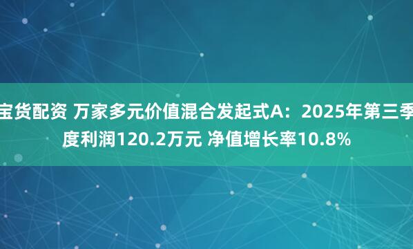 宝货配资 万家多元价值混合发起式A：2025年第三季度利润120.2万元 净值增长率10.8%