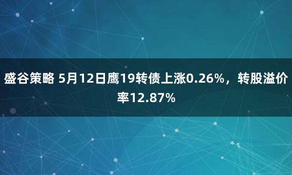盛谷策略 5月12日鹰19转债上涨0.26%，转股溢价率12.87%